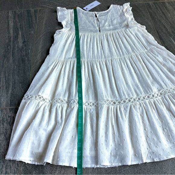 NWT Aakaa White Sleeveless Flutter Swiss Dot Baby doll Mini Sundress w/Pockets S - Picture 11 of 16